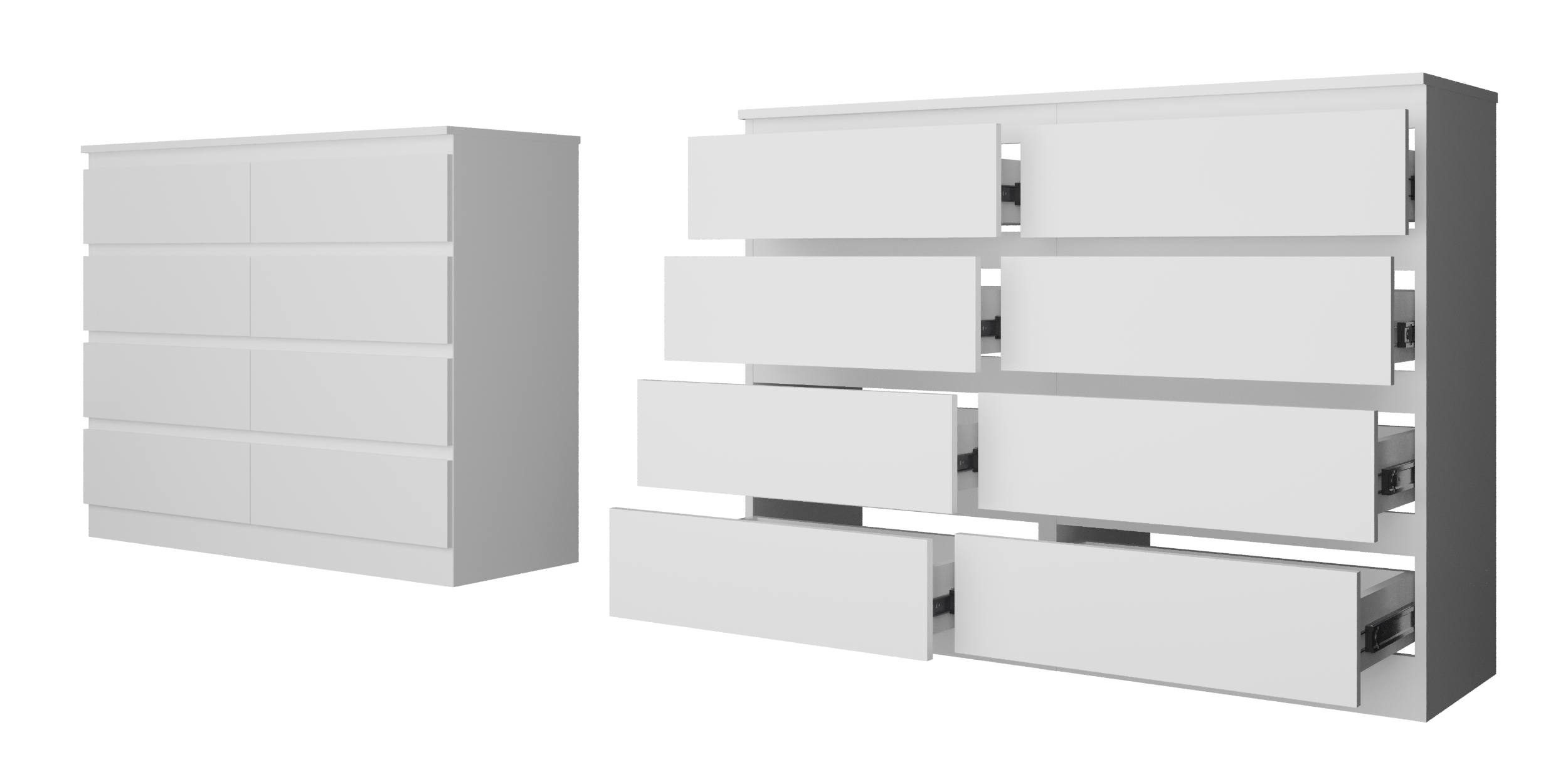 Комод "Твист" Лайт Мини 8 ящ. Дуб бунратти/белый 1200 мм ( БЕЗ ФУРНИТУРЫ)