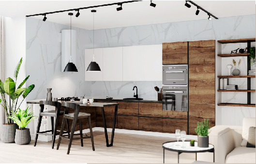 Кухня " Gola" 1,8 м Белый/ Дуб Галифакс Табак