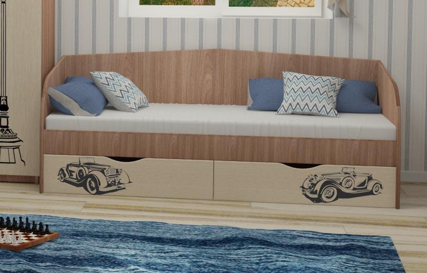 Детская "Школьник" с УФ Кровать с 2-мя ящиками шимо тем./венге светлый (без основания)