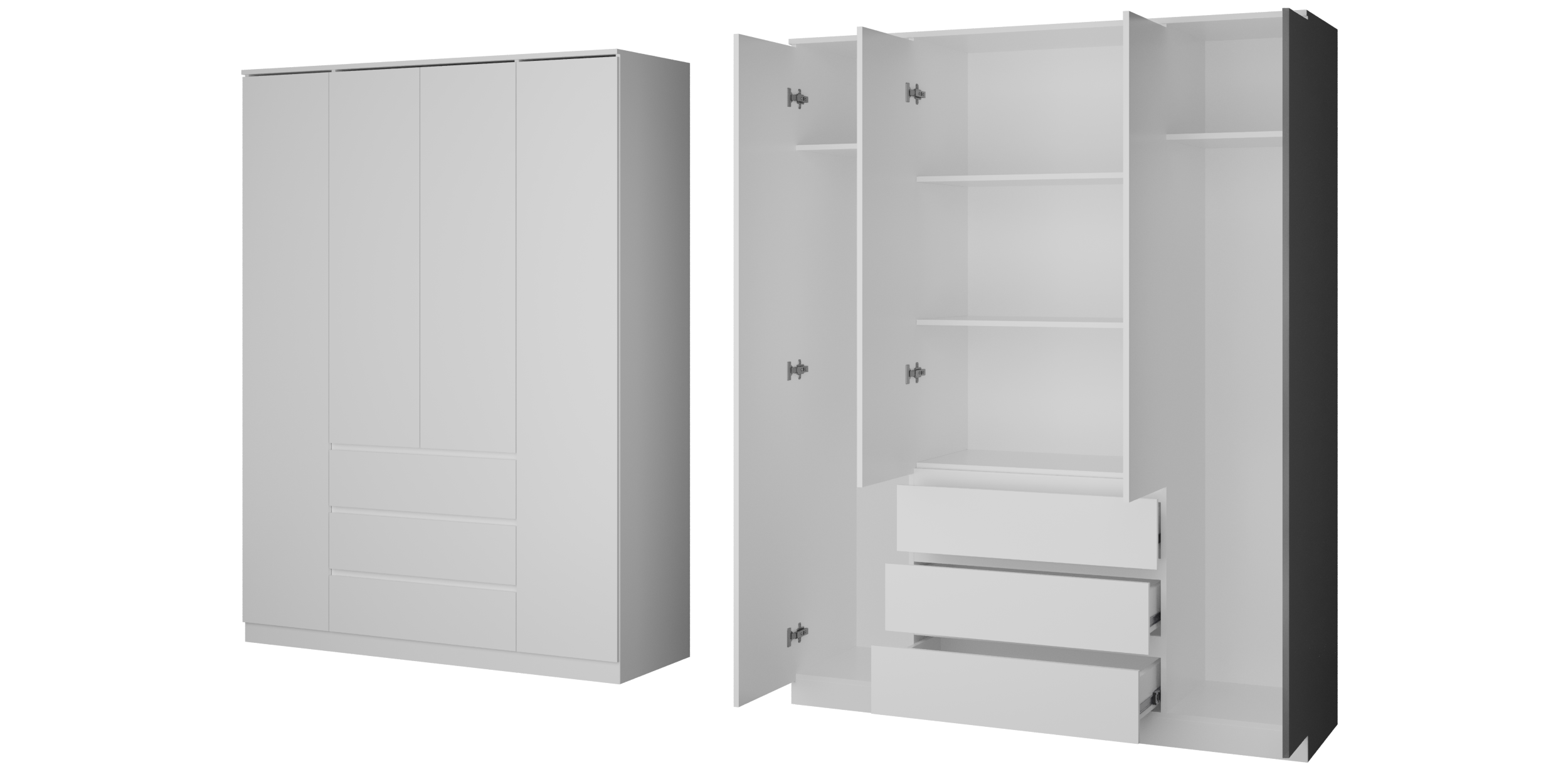 Шкаф "Твист" 4 двери, 3 ящика Белый