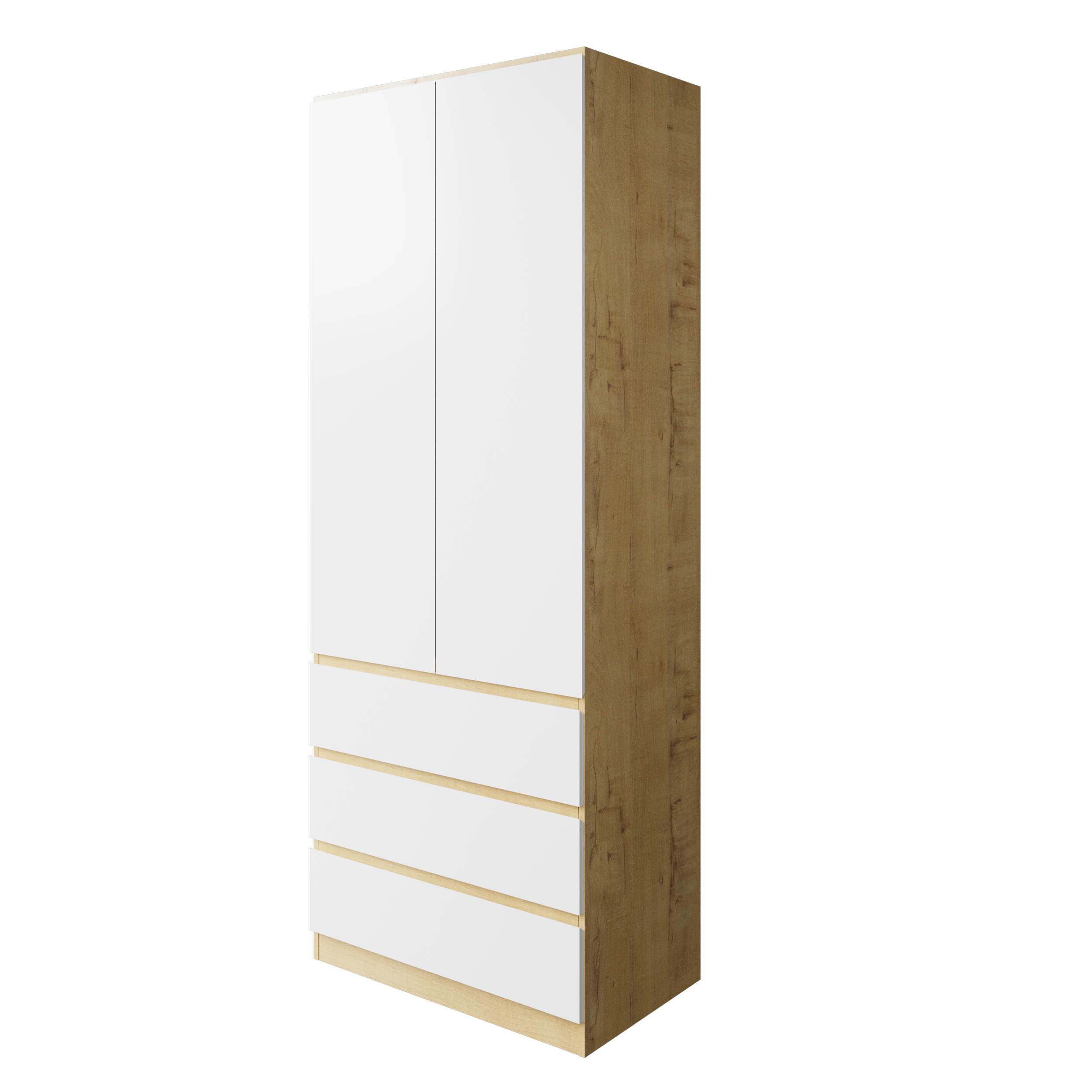 Шкаф "Твист" Лайт 2 двери, 3 ящика Дуб бунратти/белый