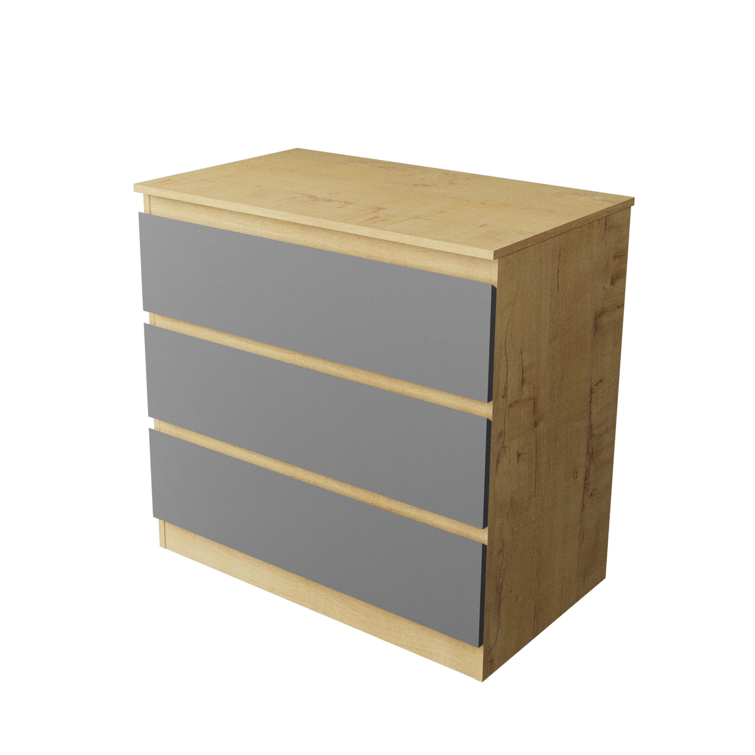 Комод "Твист" Лайт 3ящ Дуб вотан/базальт  (БЕЗ ФУРНИТУРЫ)