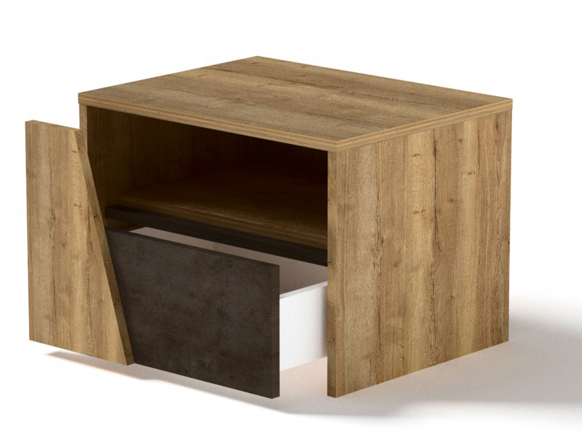 Тумба прикроватная спальня "Ницца" Дуб бунратти/Камень темный СКОС СЛЕВА