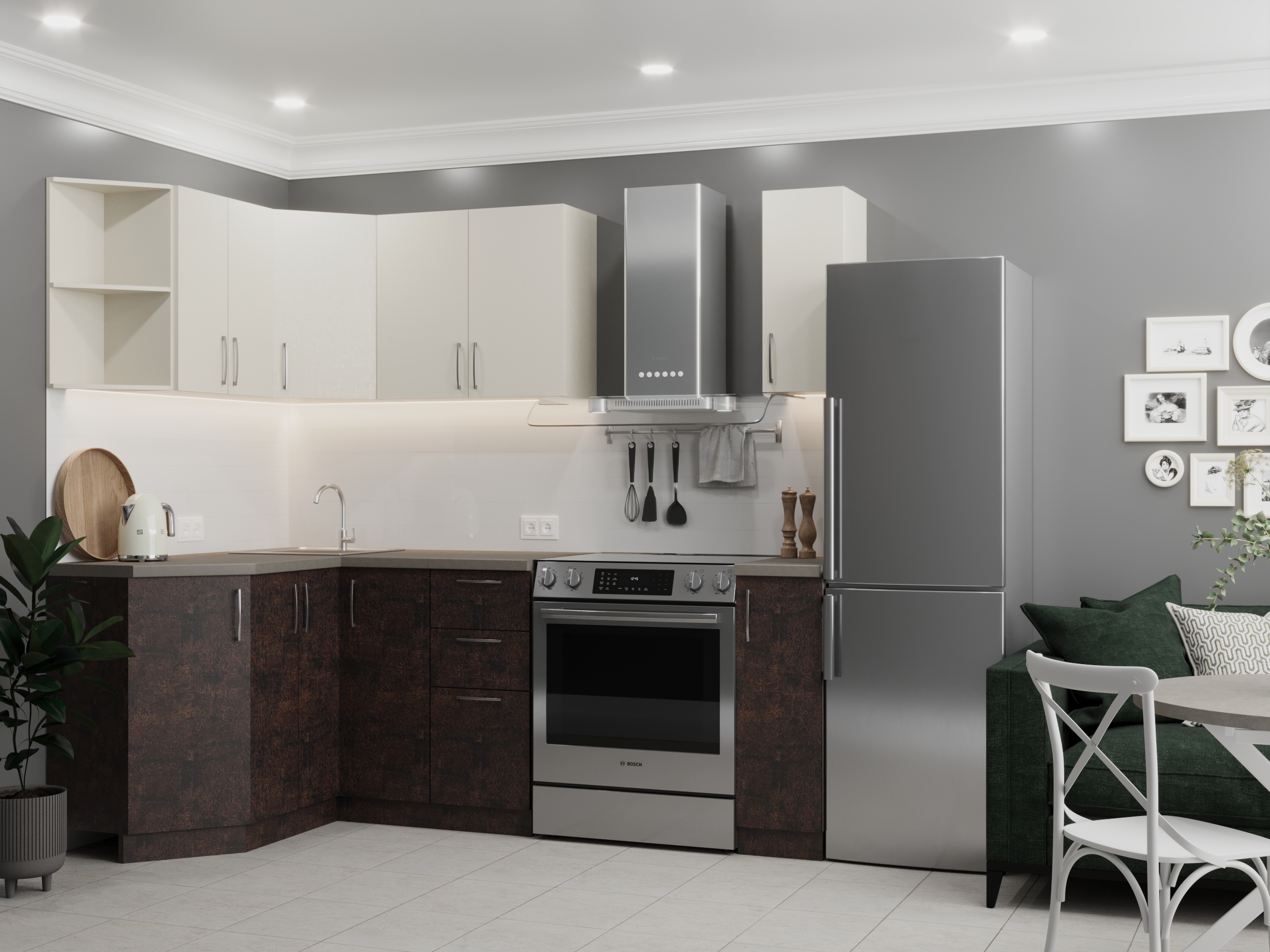 Кухня RENNI Скафарка/санса 1,5 х 2,3м  (Без столешницы, мойки, сушки)