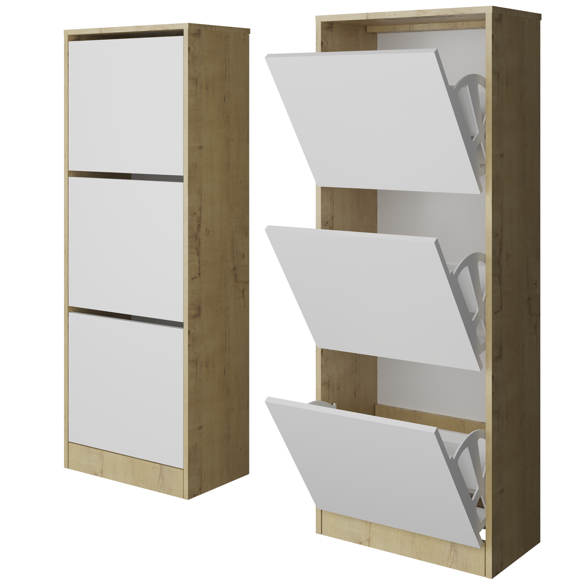 Обувница Твист Лайт 3 ящика  Дуб бунратти/белый