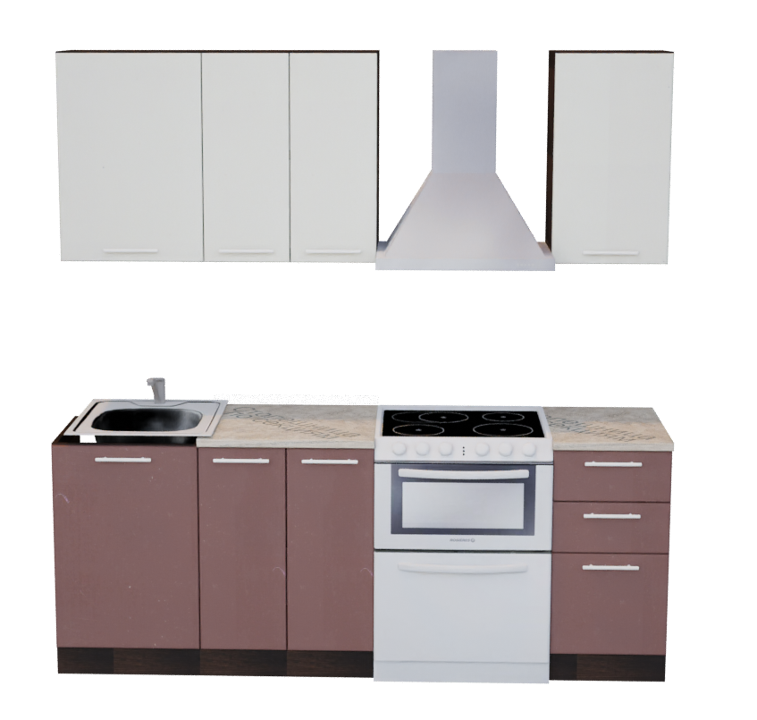 Кухня RENNI Скафарка/санса 1,5м (Без столешницы, мойки, сушки)