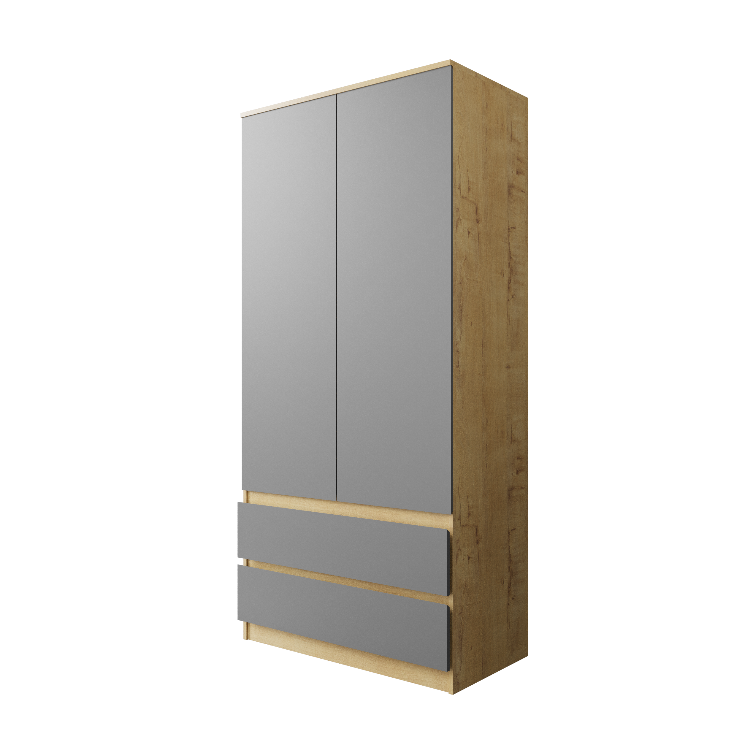 Шкаф "Твист" Лайт 2 двери, 2 ящика Дуб вотан/базальт