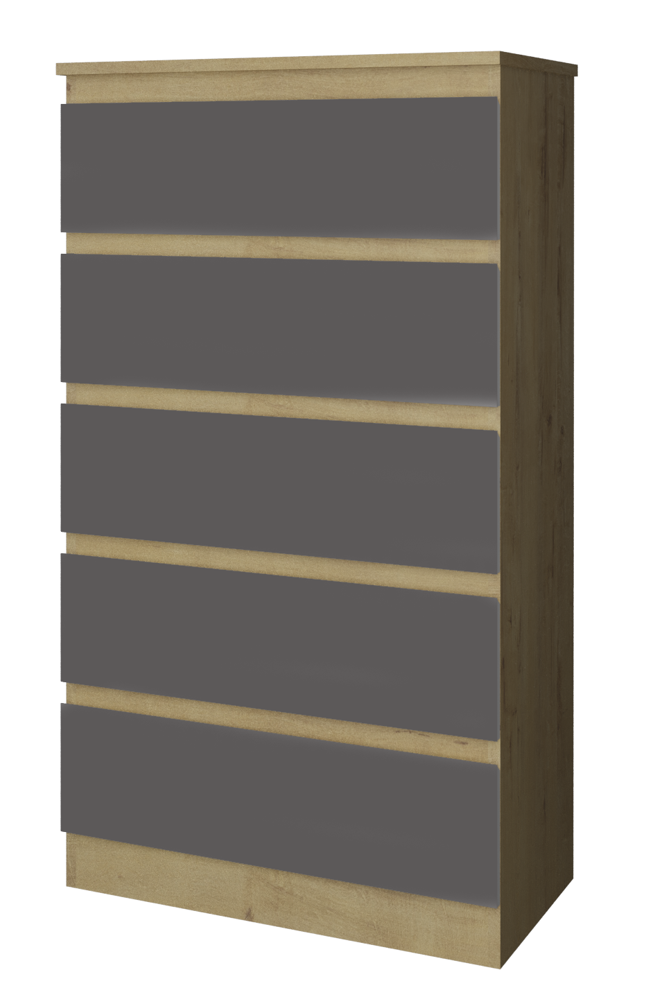 Комод "Твист" Лайт  Мини 5 ящ Дуб вотан/базальт (Без фурнитуры)